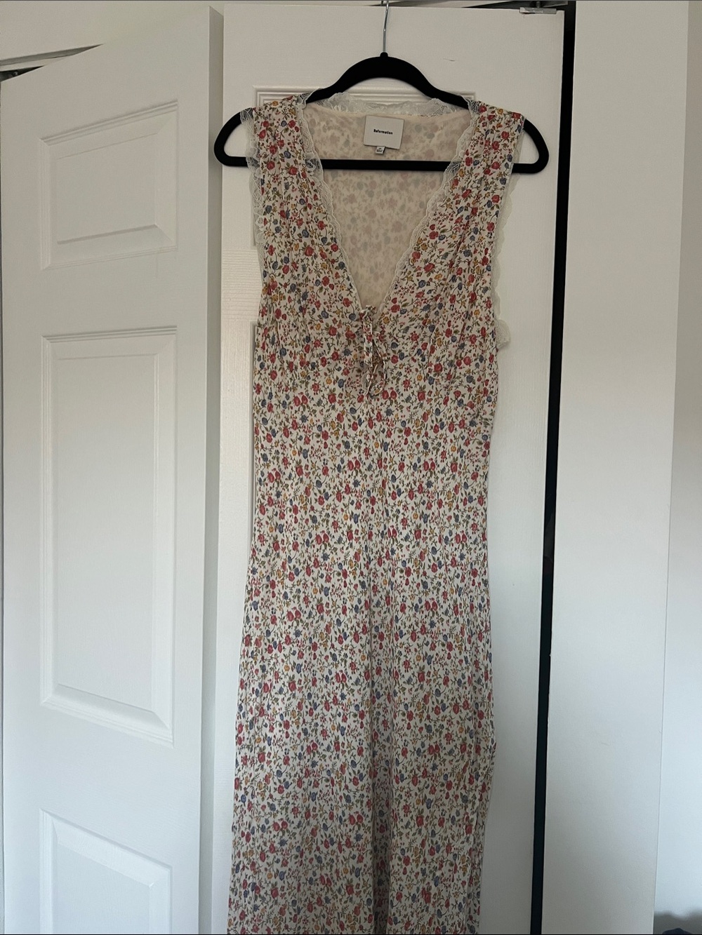 Reformation Cream Maxi Dress with Red & Green Floral Print